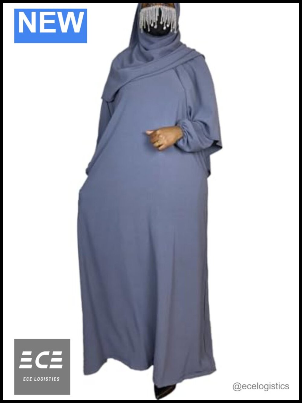 Modest Long Sleeve Abaya Dubai Dress with Matching Head Scarf